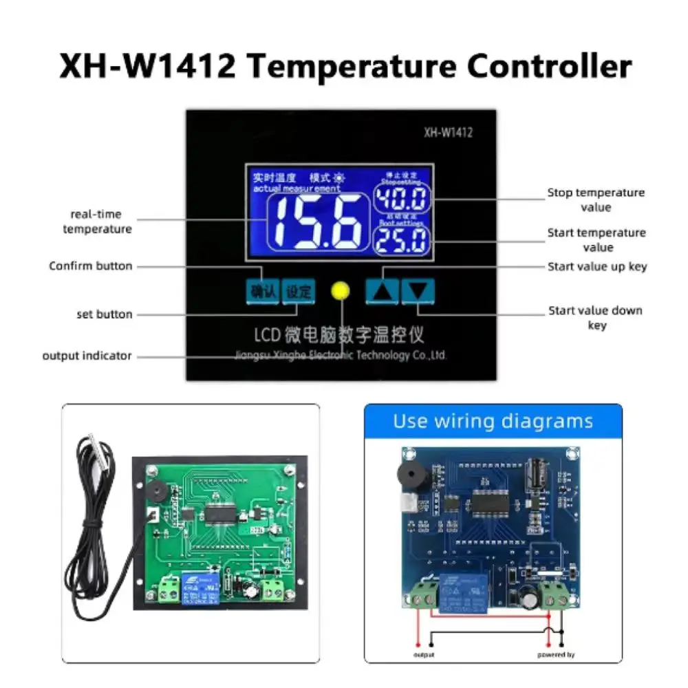 ZFX-W1412 Microcomputer Digital Display Temperature Controller Thermostat Sensor Refrigeration Heating Board 12V 24V 110-220V