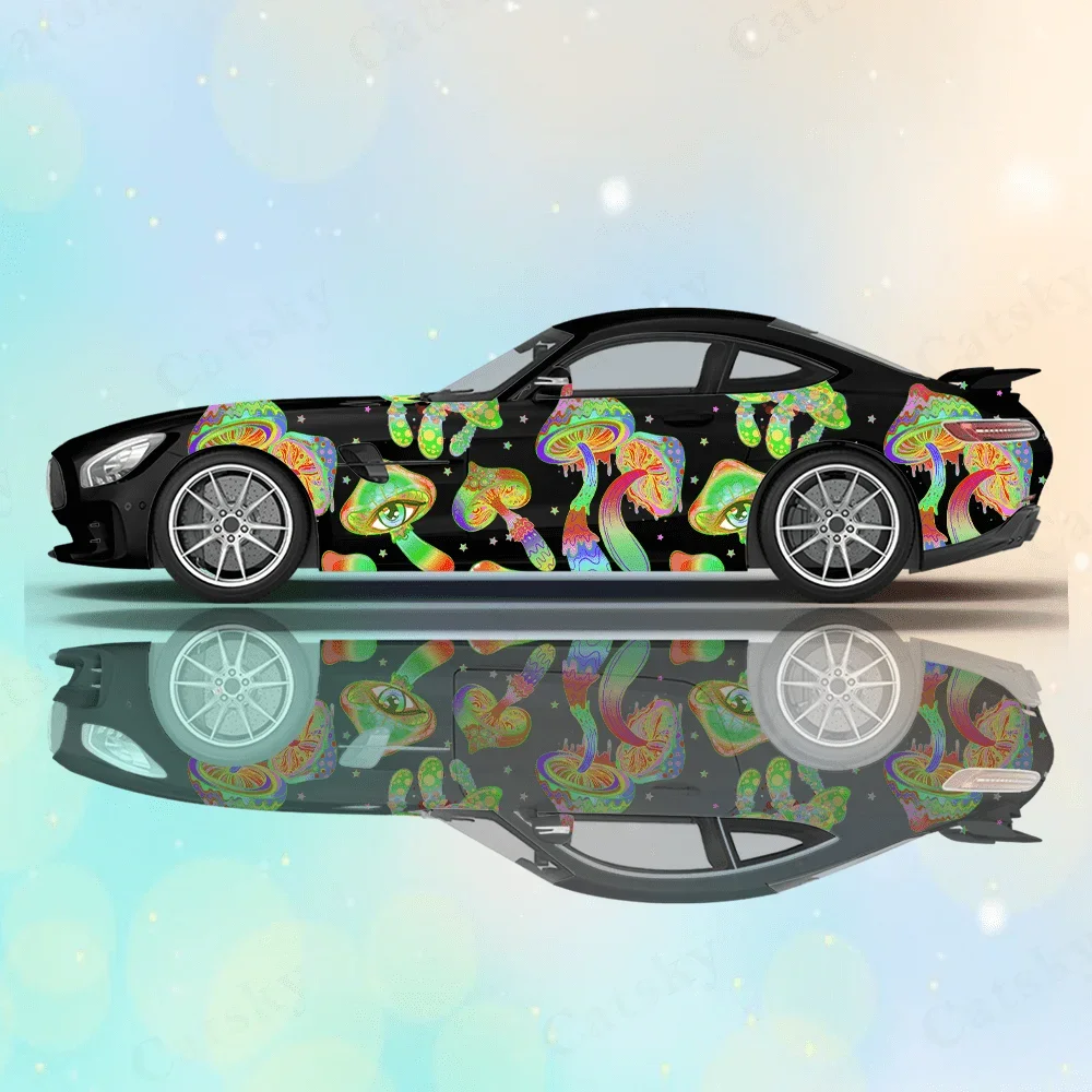 

Dreamy Colorful Mushroom Car Vinyl Wraps Decal Self-adhesive PVC Sticker Suitable for Trucks SUV Decor Auto Accessories Gift