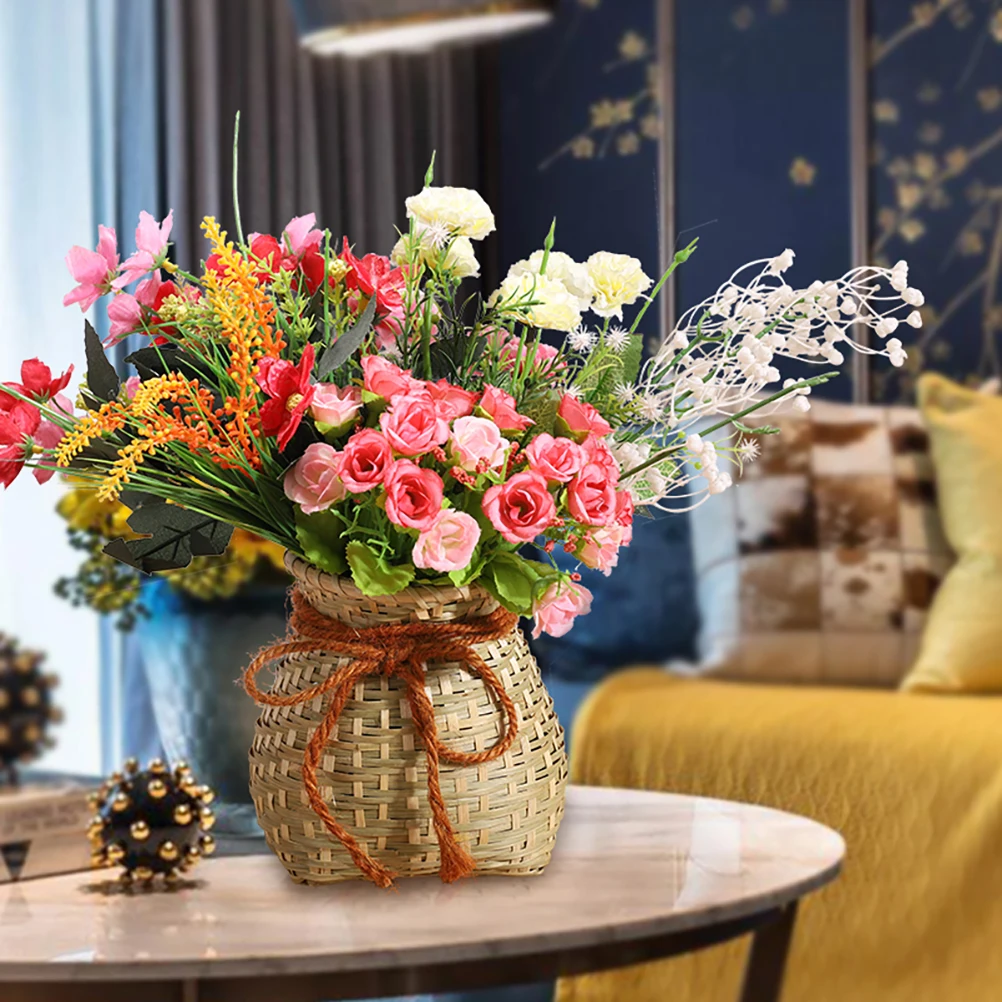 

Bamboo Woven Flower Portable Storage Fish Home Decoration Flower Arrangement Basket Rustic Style Bamboo Container Woven