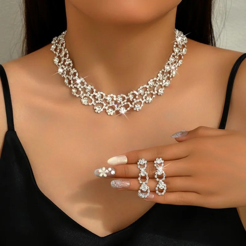

Women's Fashion Earrings Necklace2Jewelry Set Hollow Claw Chain Bride Messy Birthday Party Gift