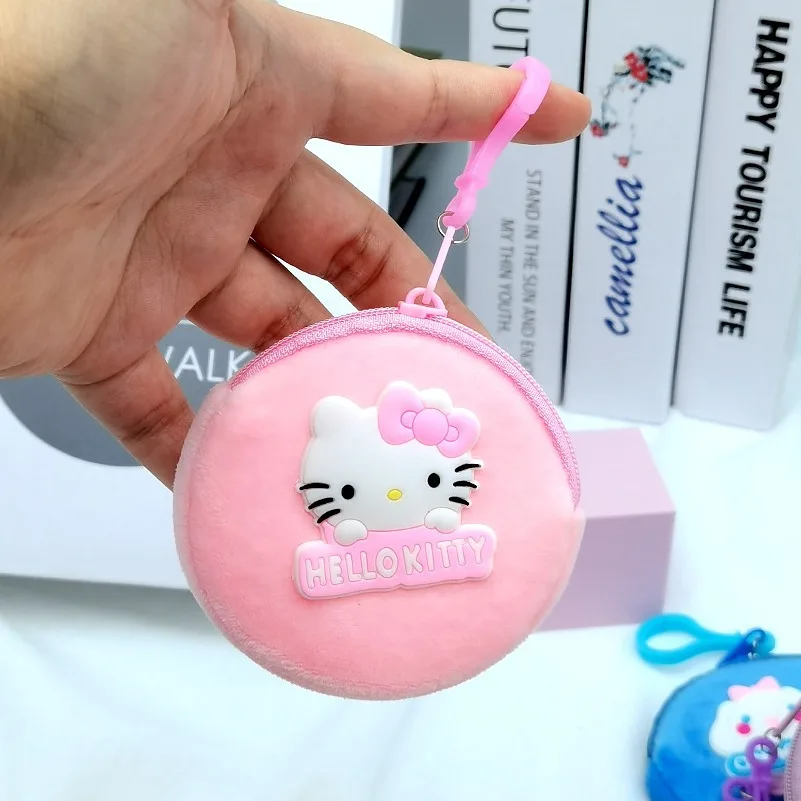 Sanrio Hello Kitty Coin Purse Kids Kuromi Y2K Mini Wallet Clutch Pouch Card Holder Zipper Portable Plush Kawaii Cinnamoroll Gift