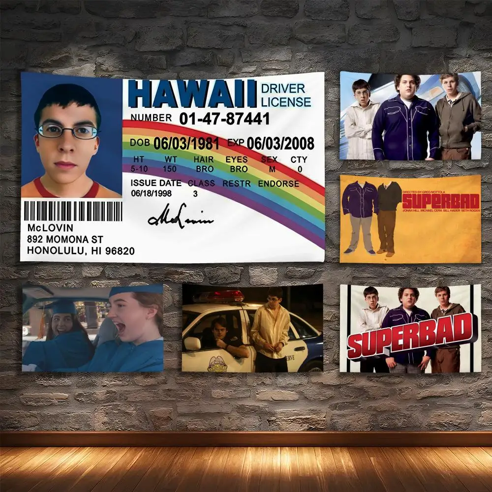 

S-superbad M-McLovin Funny Tapestry House Bedroom Living Bar Garden Microfiber Decoration Background Art Custom Banner