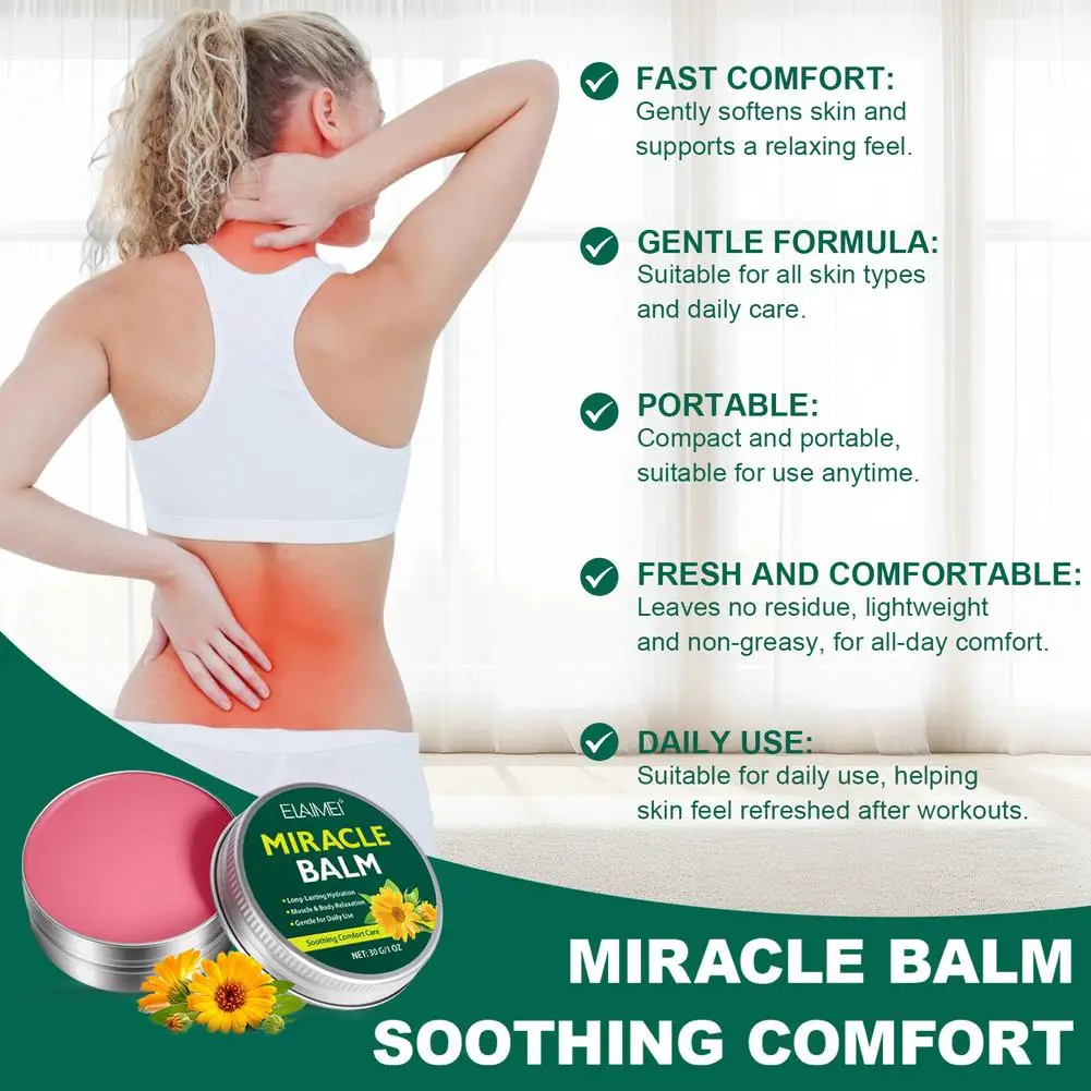 Massage Moisturizing Balm 30g Miracle Balm, Long-Lasting Hydrating Soothing Body Balm for Muscle Relaxation view 2