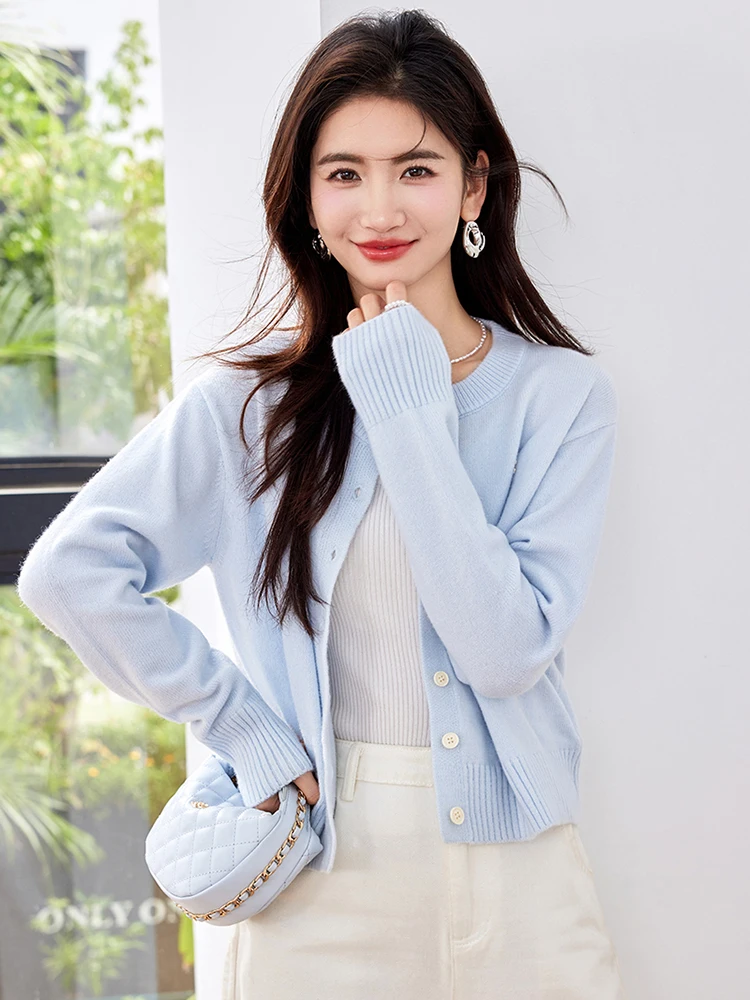 Sweet Solid Color Knitted Cardigans Women Vintage Baby Blue Gentle Style Button Sweater Coats Harajuku Cute Loose Cardigan Tops