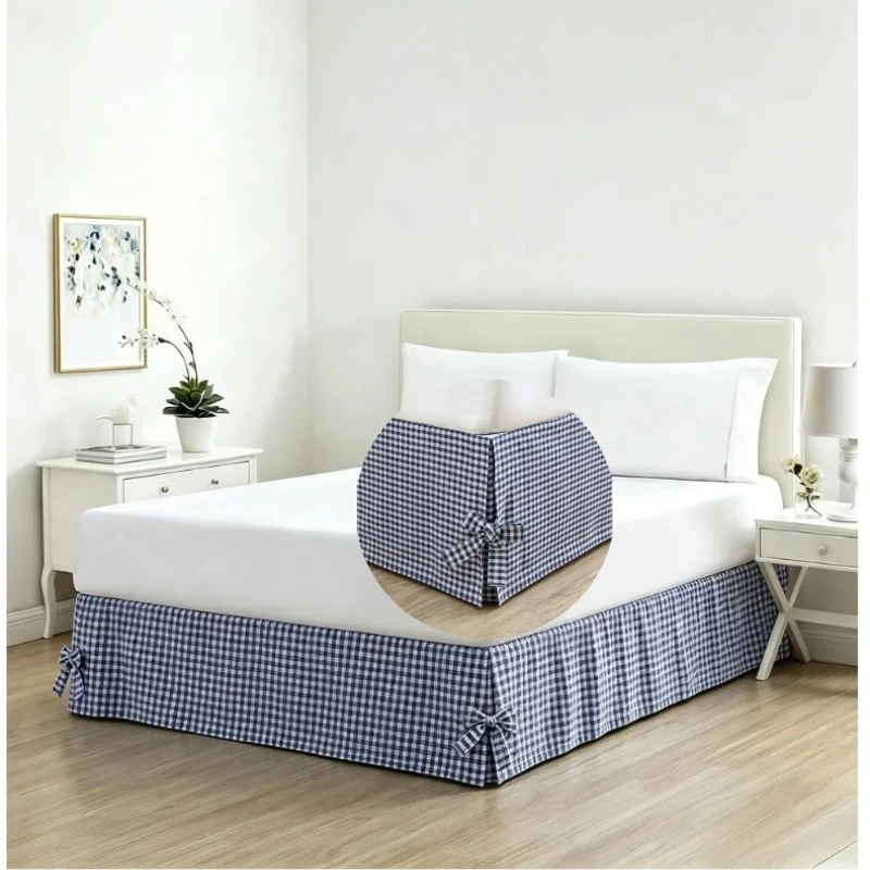 Check Pattern Bed Skirt Standard Size for Twin Full Queen King Bedroom Beds Cover Non-slip Mattress Cover Bedsheet/ Bedspread