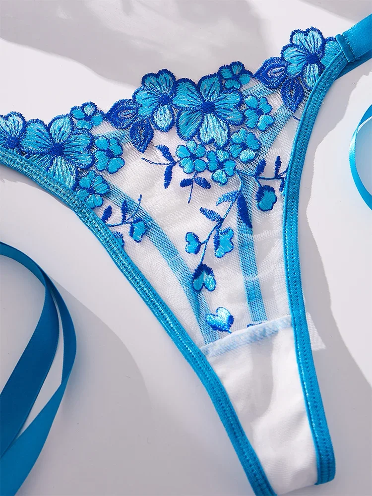 رومانسية الملابس الداخلية مثير ملابس داخلية حريمي الأزهار التطريز الصدرية عدة رفع شبكة مثير ملابس داخلية شفافة المثيرة Bilizna