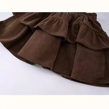 Girls Corduroy Pleated Skirt 5 2025 Autumn and Winter New Girls Corduroy Skirt Children Trendy Cake Skirt Pleated Skirt with Safety Pants 5