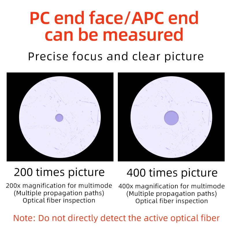 Imagem -04 - Lupa de Fibra Óptica Final Microscópio de Inspeção Múltiplos 25 mm sc fc st 125 mm Adaptador lc 200 400x