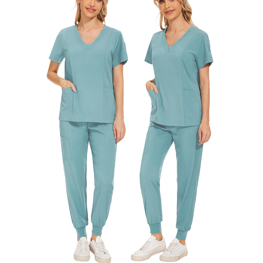 Uniformi chirurgiche Set Scrub donna infermiera medica salone di bellezza abbigliamento da lavoro Scrub clinici Top + pantalone Spa medico tuta