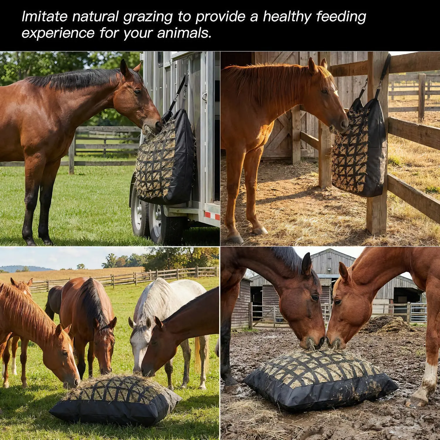 Hanging Horse Hay Bag, Large Capacity Oxford Cloth Horse Feeding Bag, Durable Horse Feed Bag Equestrian Hay Storage Pouch