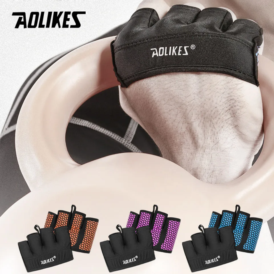 AOLIKES Gym Fitness Half Finger Gloves Men Women for Crossfit Workout Glove Power Weight Lifting Bodybuilding Hand Protector