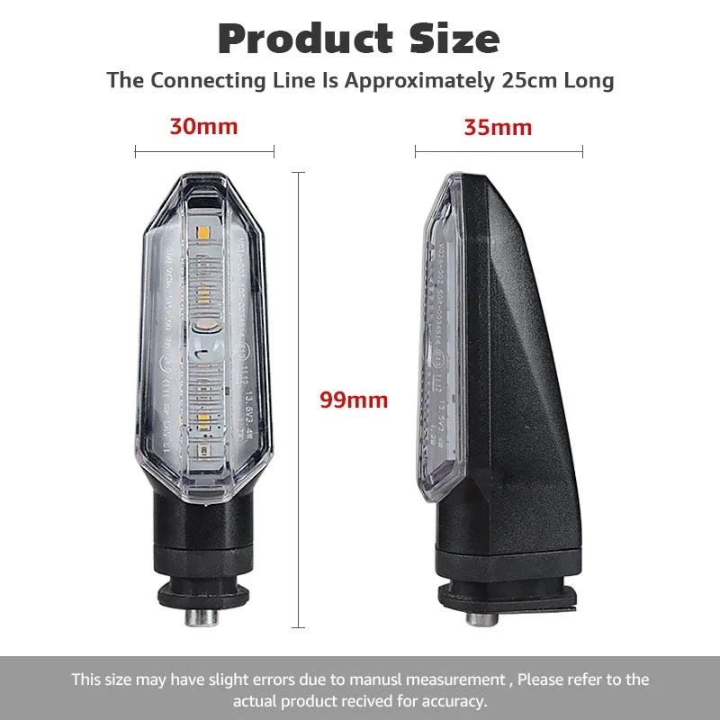 12V Motorcycle LED Turn Signal Light for Honda CRF250L ADV150 CBR650F NC750X Dual Color DRL Amber Flowing Water Turn Signal Lamp