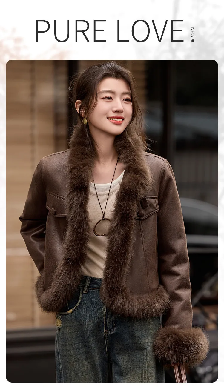 LOUIS YAO Women's Down Coats 2026 Winter Jackets Light Luxury Style Patchwork Fur Collar Thickened Warmth Duck Down Jacket