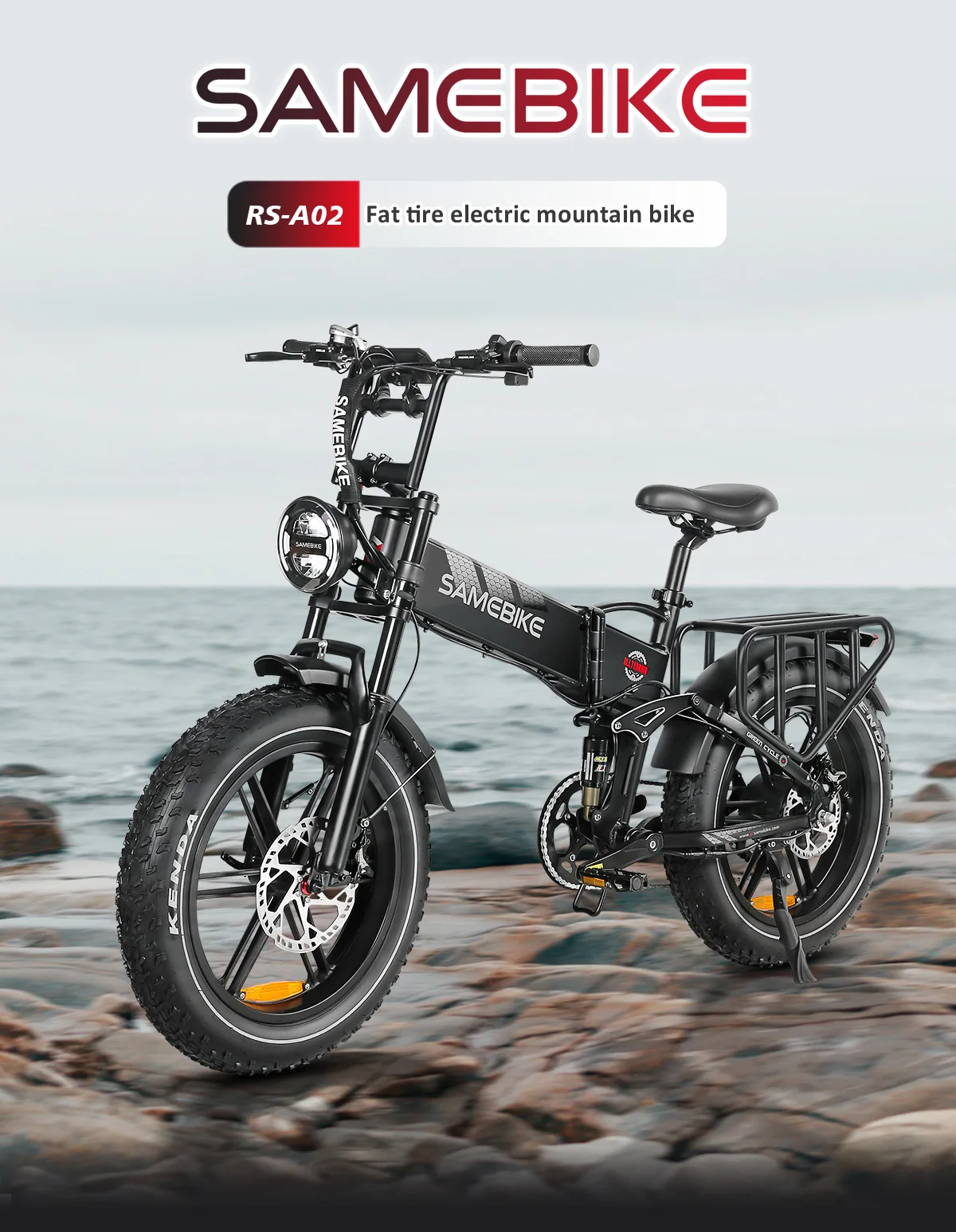 RS-A02 Conjoined Rim Electric scooter configuration (7S speed, oil disc, 4.0 reflective tires, 48V17AH, 1200W)