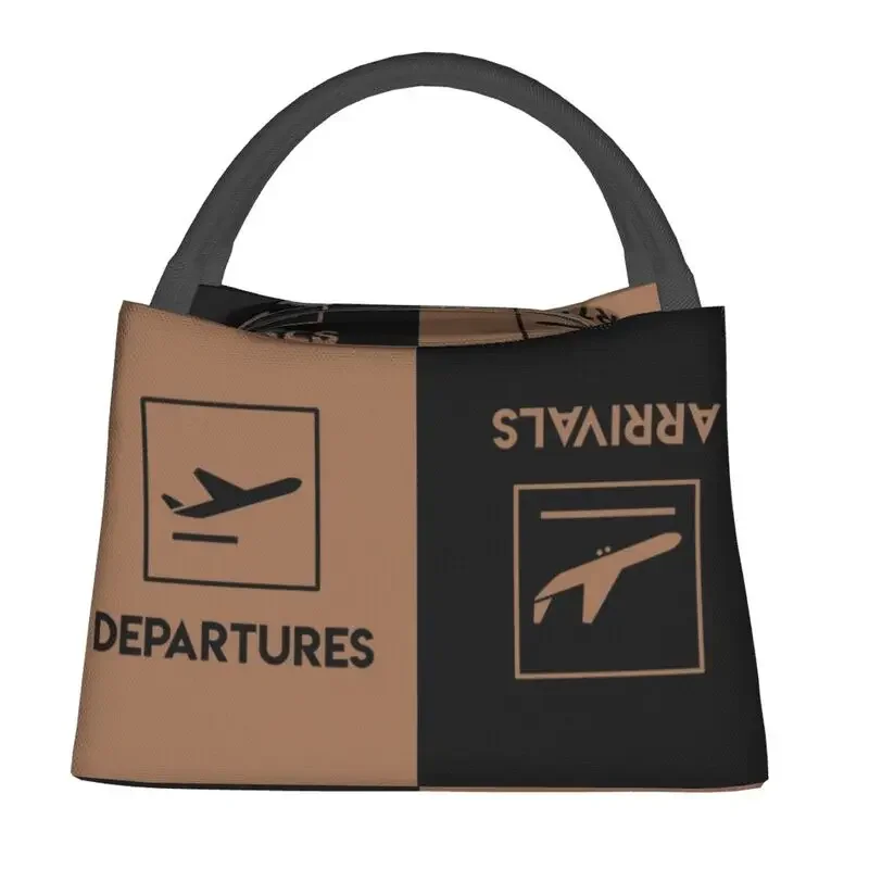 Departures And Arrivals Resuable Lunch Box Women Leakproof Aviation Aviator Plane Thermal Cooler Food Insulated Lunch Bag