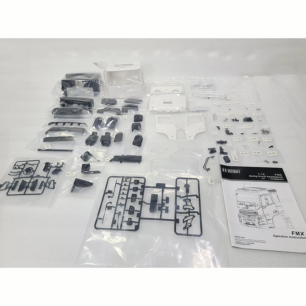 Double E RC Car Car Shell 1/14 Remote Control Hydraulic Dump Truck Tractor DIY Cab Shell Plastic Kit FMX Cab