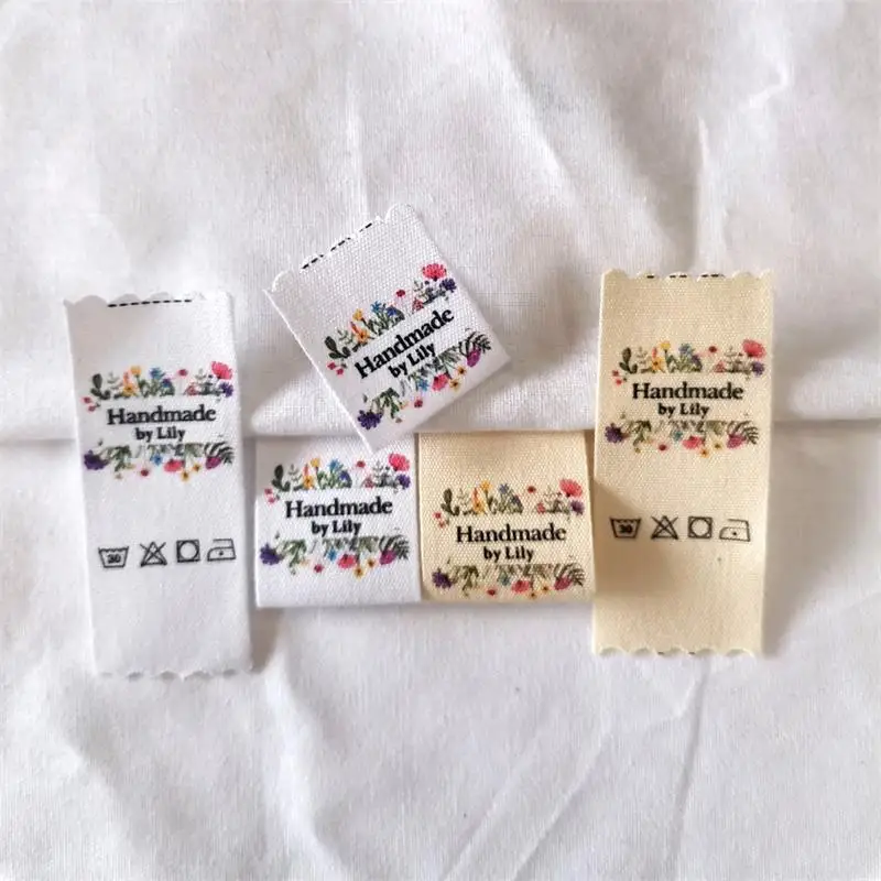 Custom Personalize Twill cotton  Label Clothing Private Brand Tag Handmade Label Thick Cotton Color Print Name Brand Labels