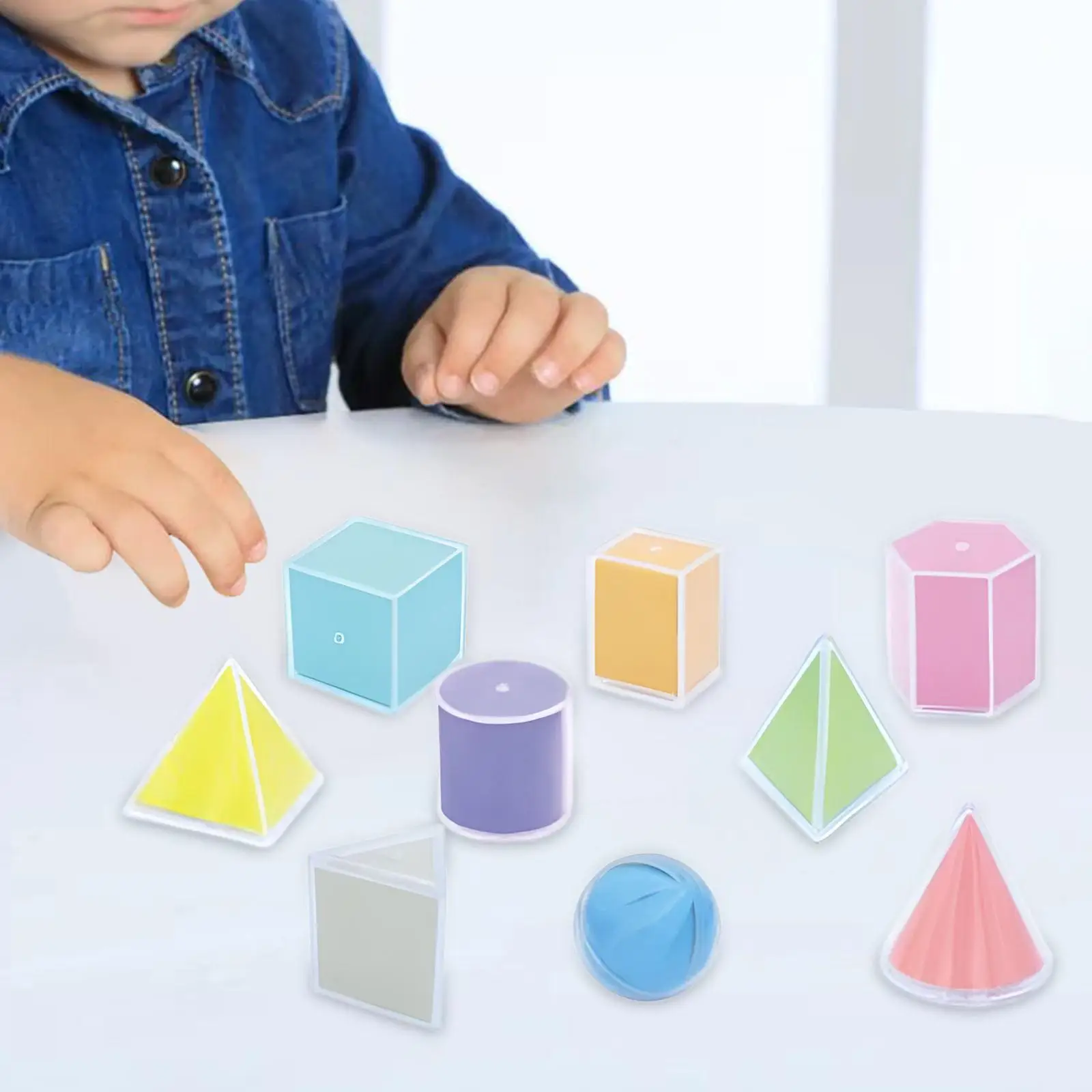 

9Pcs Geometric Shape Blocks Stem Education Shape Sorter Sorting Toy for Math Games Kids Homeschool Teacher Supplies Boys Girls