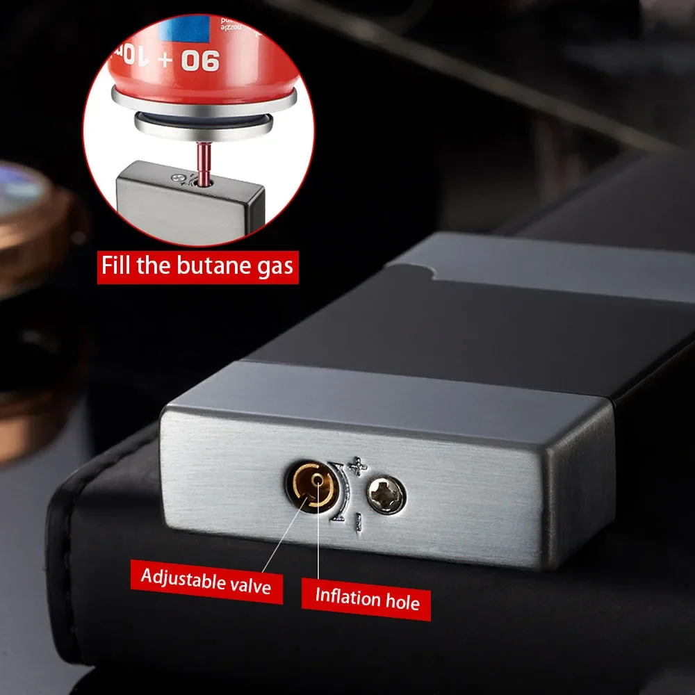 المعادن مشرق الصوت الشعلة أخف توربو إعادة الملء غاز البوتان النفاثة أنبوب الدخان ولاعة السجائر يندبروف مفتوحة النار السيجار الشاعل