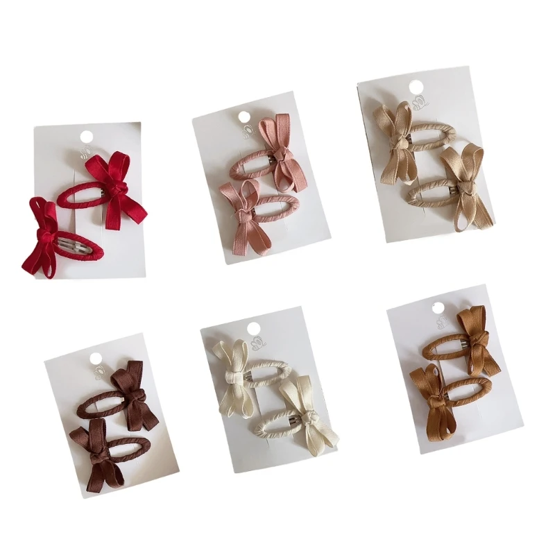 N80C 1 Pair Fashionable Baby Hair Clips Leaf Color Series Bowknot Hairclips for Girl