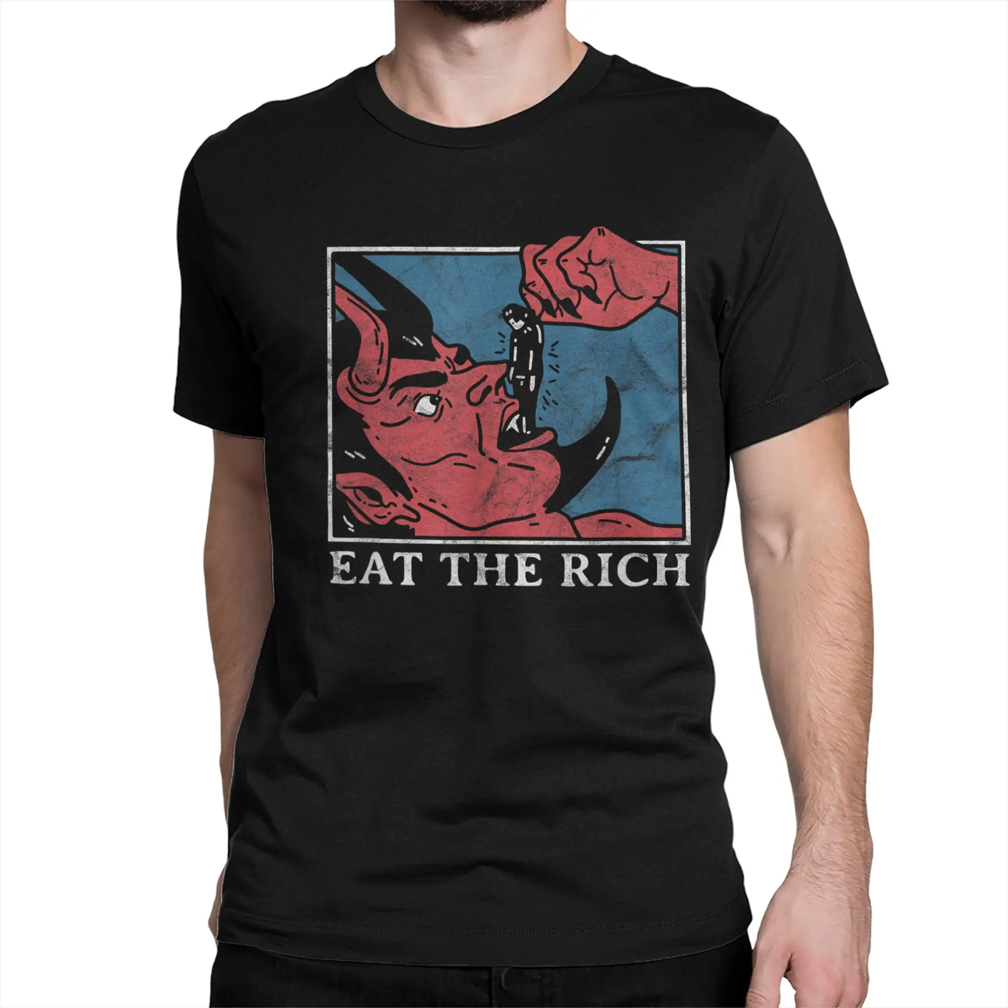 Men Women T-Shirts Eat The Rich Satan Devil Goth Punk Grunge Witch Cotton Tees Short Sleeve  T Shirts Crew Neck Clothes Gift