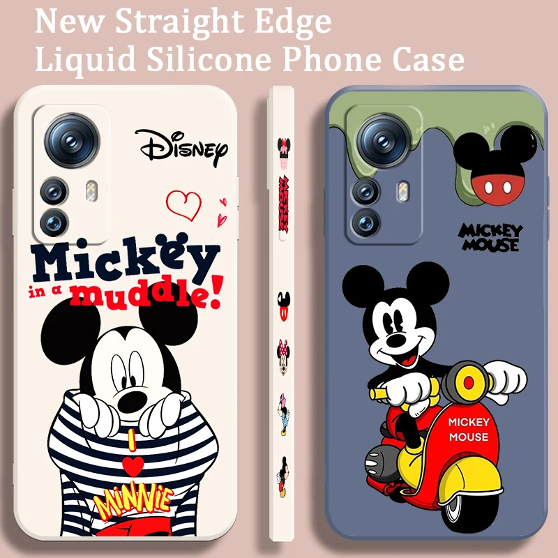 Trend Disney Mickey Cool Liquid Left Rope For Xiaomi Mi 13 12T 12 11T 11i 11 A3 10T 10 CC9E 9 Pro Lite Ultra 5G Funda