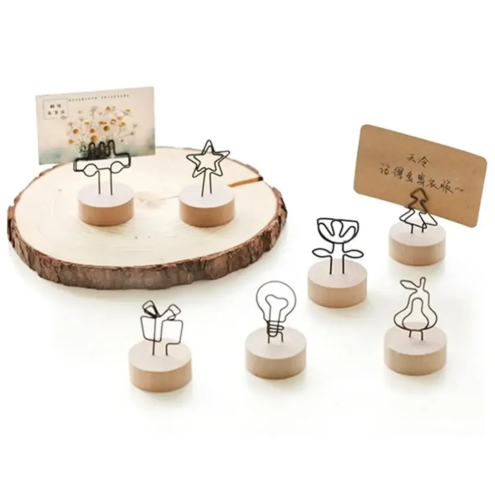4CM Creative Round Wooden Iron Photo Clip Memo Name Card Pendant Furnishing Articles Picture Frame DIY Family Photo Decoration