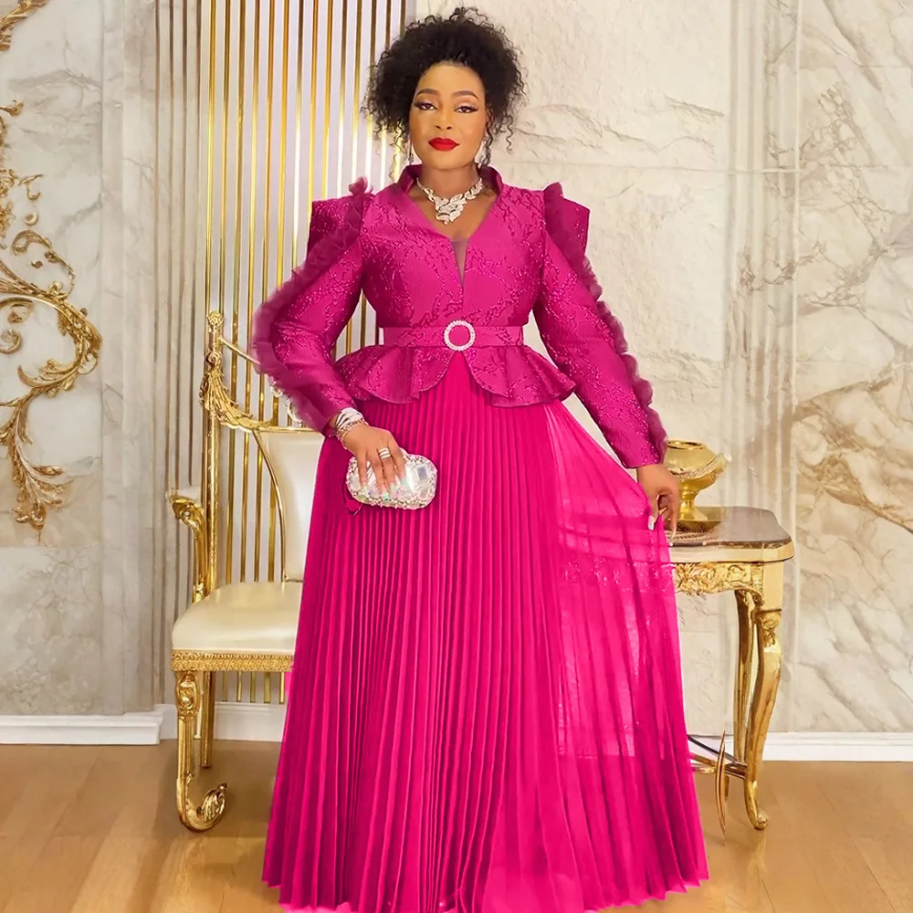 

African Party Dresses for Women Elegant Turkey Muslim Maxi Dress Plus Size Autumn Fashion Dashiki Ankara Wedding Evening Gown