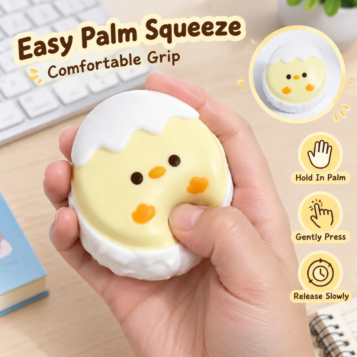 Food Grade Silicone Chick In Egg Shell Squishy Toy Cute Egg Chick Stress Relief Squeeze Fidget Toy For Kids Gift