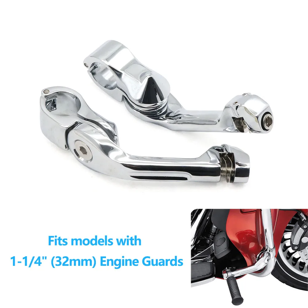 

Motorcycle Accessories Highway Long Angled Foot Pegs 32mm 1-1/4" Mount For Harley Touring Road Glide Dyna Super Glide