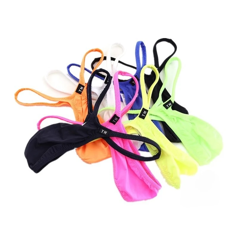 

Elastic Men's Ice Silk G-string Thong Gourd Shape Half-wrapped Single T-back Underwear
