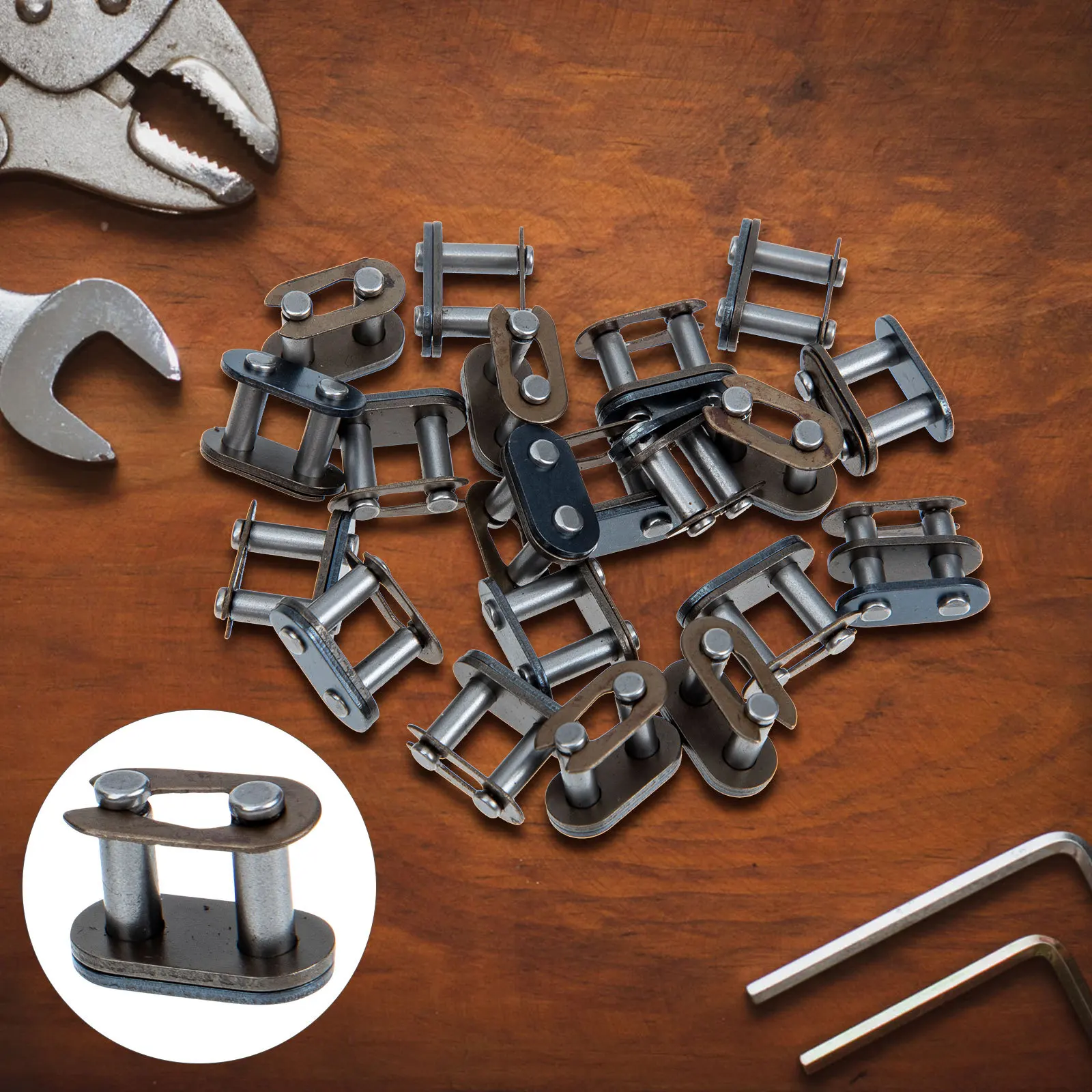 

20Pcs Heavy Duty Chain Connecting Link Roller Chain Buckle Sturdy Steel Replacement for Motorcycle Quick Release Buckle