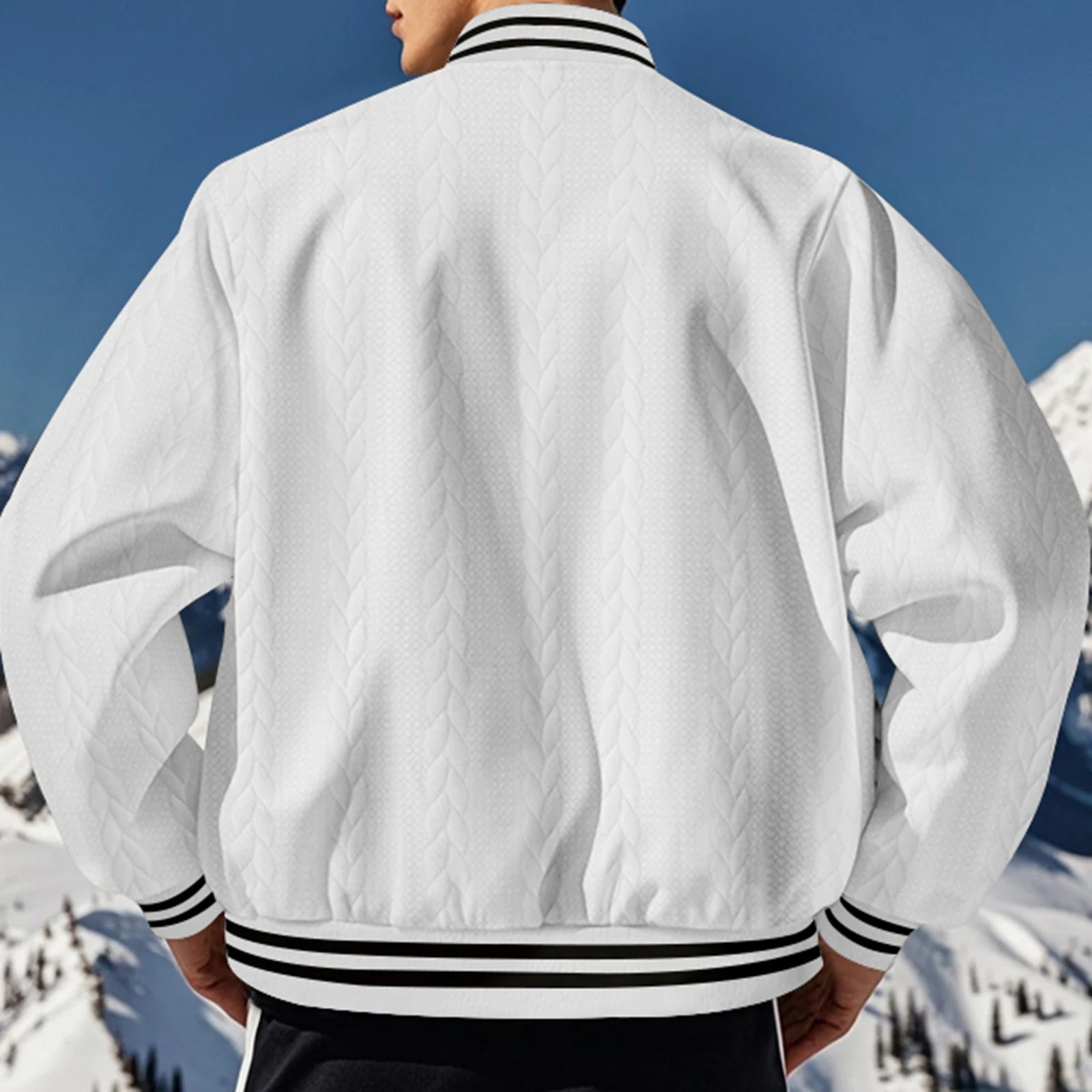 Men's Fall Varsity Jackets Long Sleeve Stripe Stand Collar Baseball Coats Button Down Tops