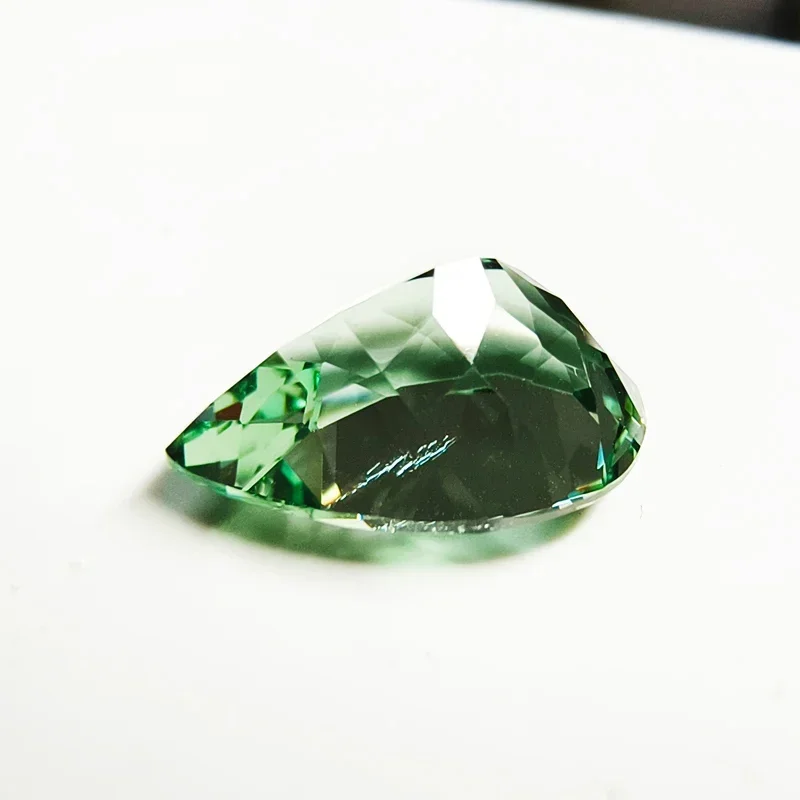 Lab Grown Sapphire Pear Shape Green Color Charms Gemstone DIY Advanced Jewelry Rings Making Extremely Shiny Quality Certificate