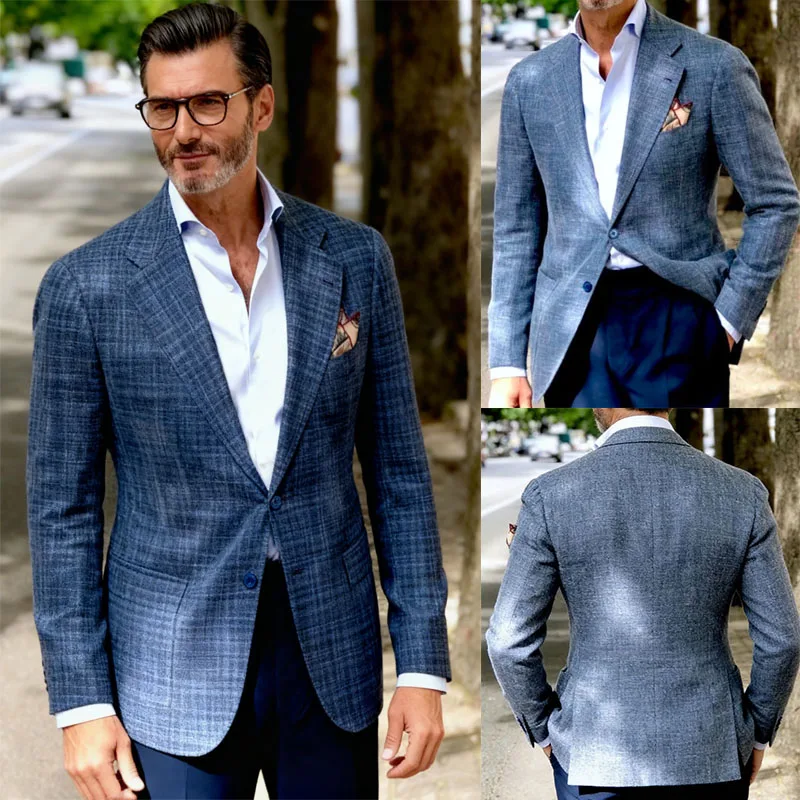 

Spring new man suit jacket single-breasted lapel three pockets men's coat business casual tailored man blazer for banquet party
