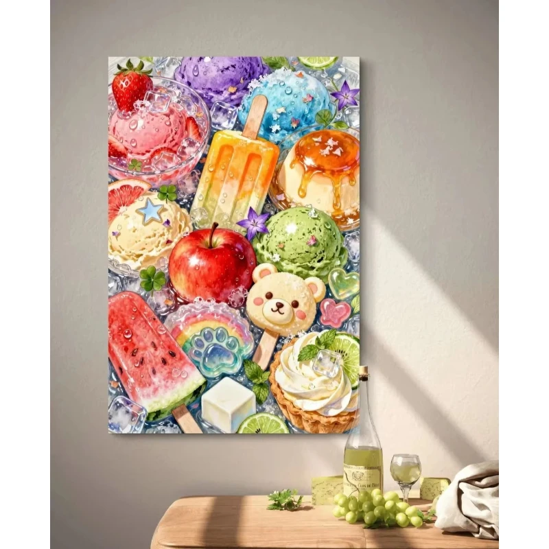 5D DIY Diamond Painting Kit Cute Bear Ice Cream Cartoon Art Full Drill Rhinestone Mosaic Wall Decor Gift for Adults