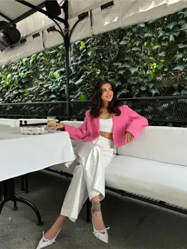 2025年新款春季時尚女士短版西裝外套,優雅純色西裝夾克,高街OL時尚黑色短外套 10 最佳銷售 短版西裝外套 - №5