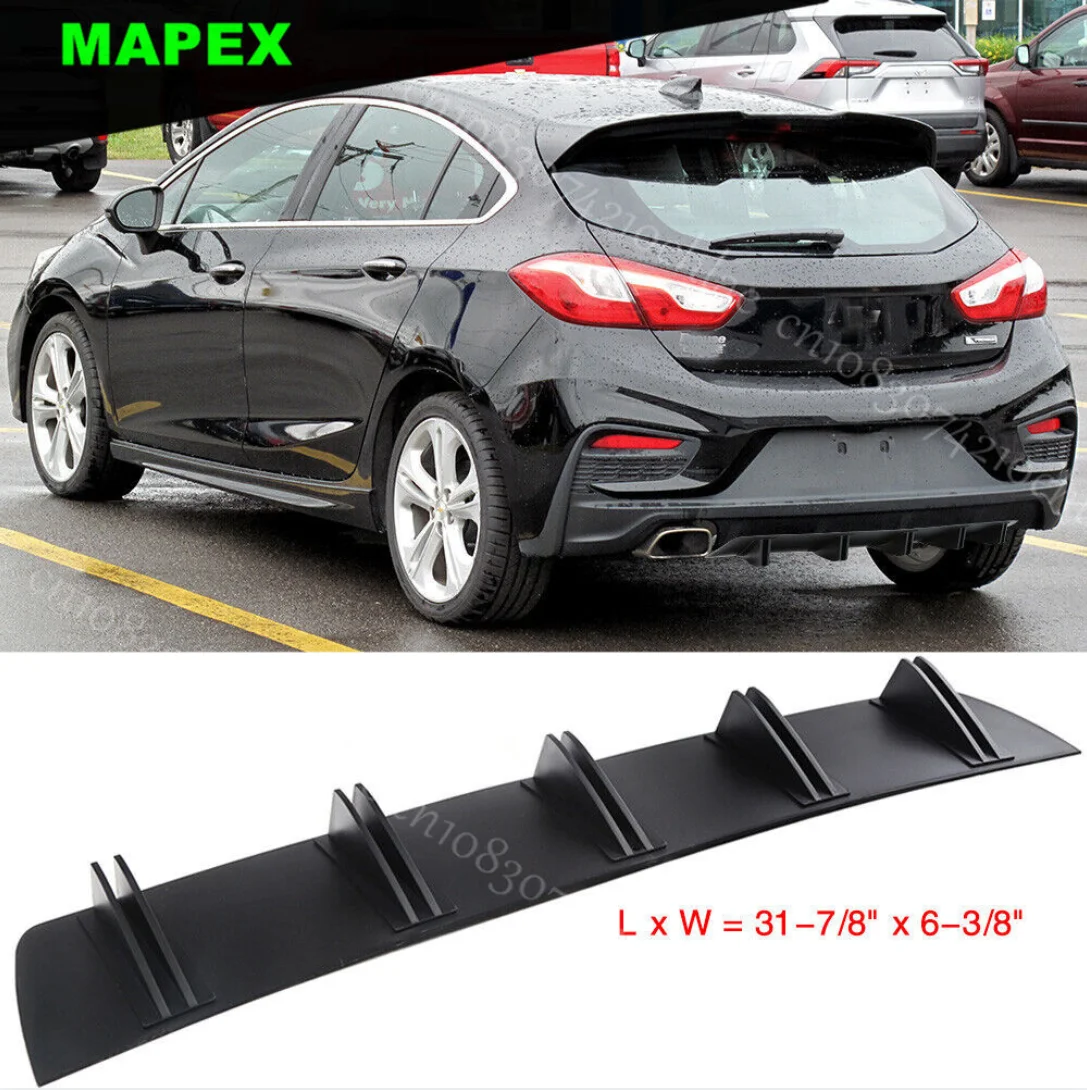 シボレークルーズ用リアリップバンパーディフューザーシャーク5フィンスポイラーウイングリップブラック