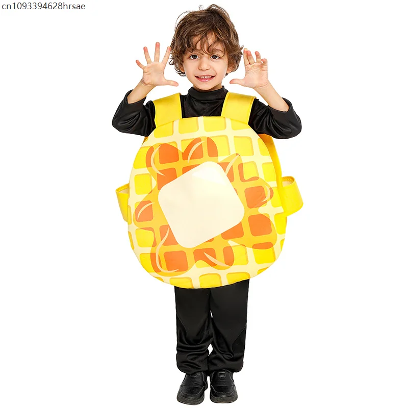 

Unisex Boy Funny Breakfast Food Halloween Dress Up Girls Waffle Kindergarten Stage Performance Costume for Children