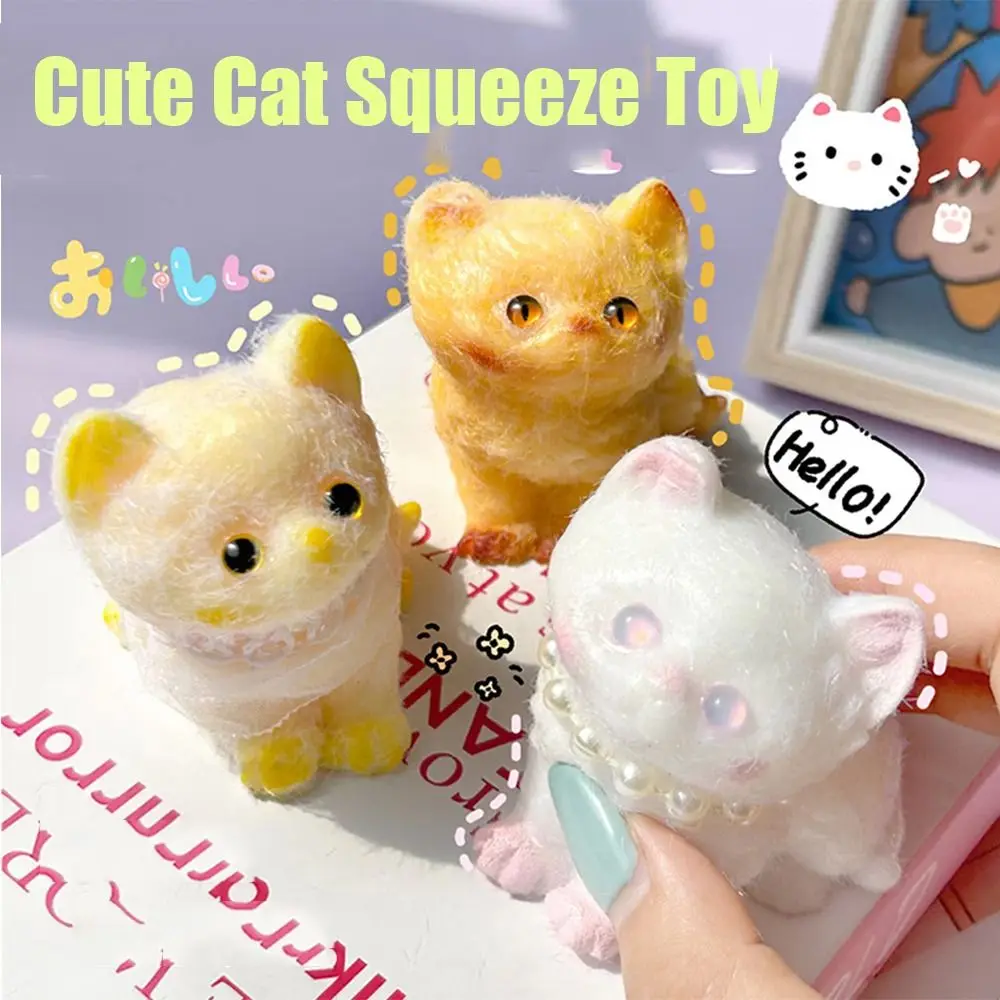 Lovely Cats Slow Rebound Squeeze Toy Cartoon Kitten Figure Fidget Toys Soft Feel Pinching Toy Stress Relief Toy for Girls Kids