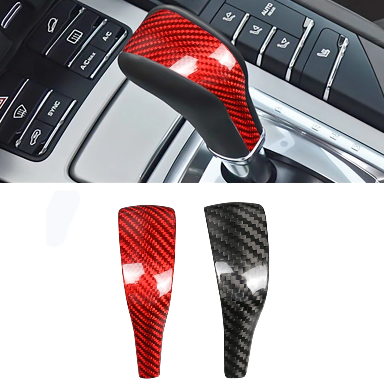 

Carbon Fiber Car Gear Shift Knob Head Cover Trim Shell Case For Porsche Cayenne 2011-2017