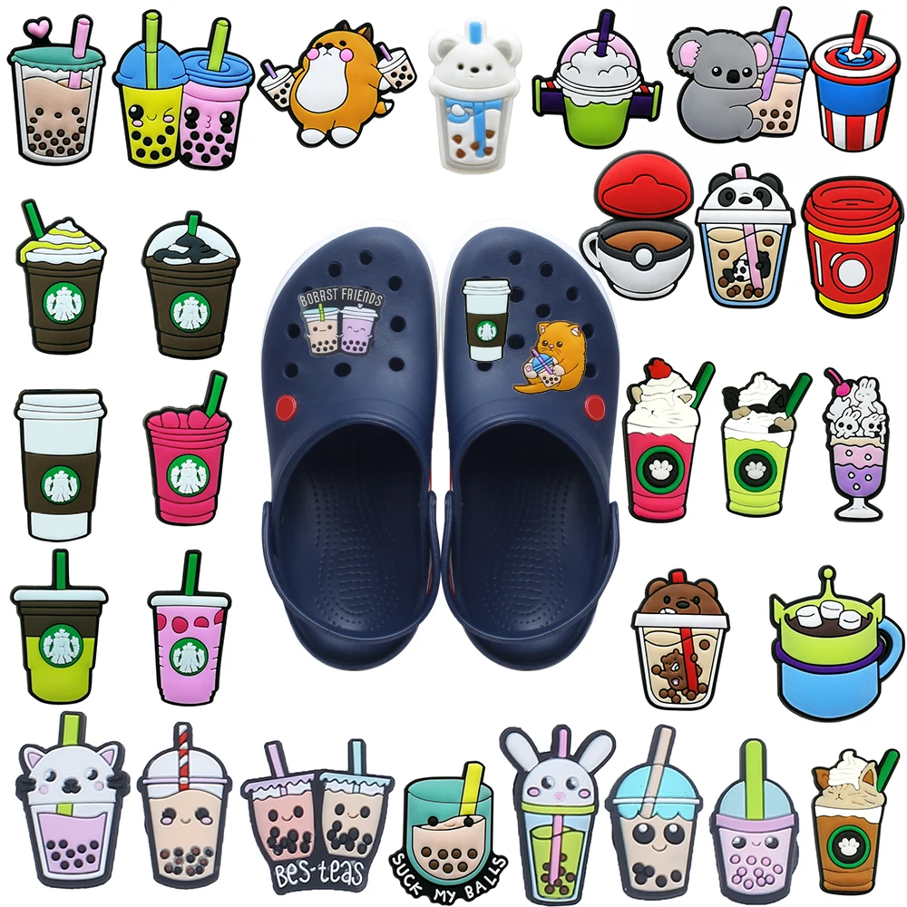 1pcs  shoe Charms Ladies Drink Coffee Milk Tea Sneakers Shoe Accessories Classic Clog Gift 2023 Hot sale