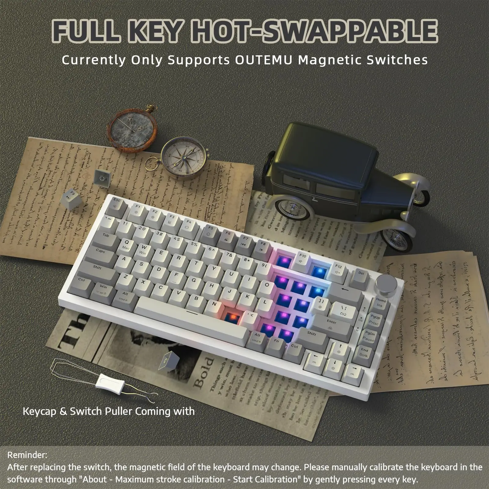 Attack Shark K85 Mag Customisable Mechanical Keyboard,Magnetic Switch,Hot-swappable,Metal Knobs,Suitable for FPS. games,Win&Mac image 4