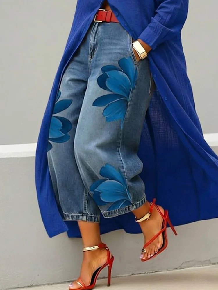 Office Lady Chic Loose All Season Pants Elegant Women Straight Printing Patchwork Pants Outdoor Casual Long Pants 2026 Trousers view 3