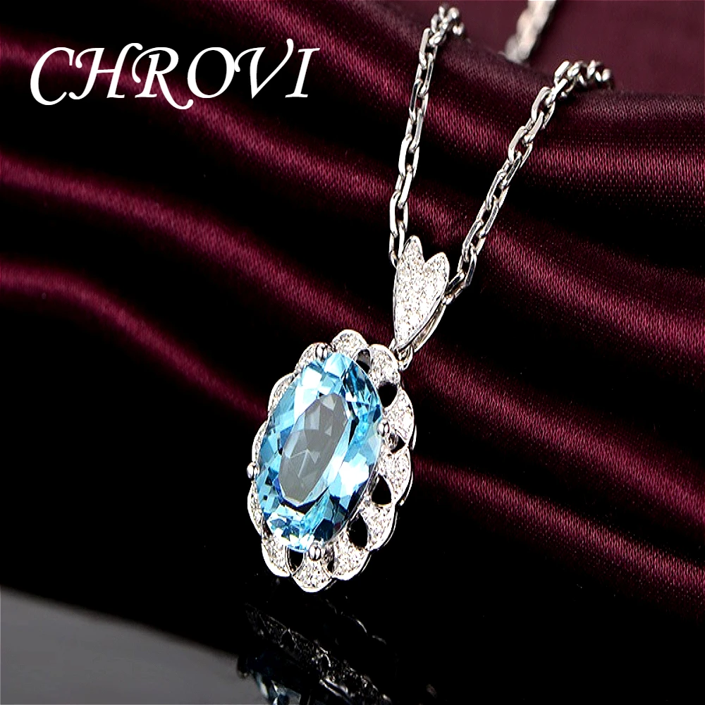 Exquisiter 925 Sterling Silber Neuer Stil Eleganter Ovaler Aquamarin-Anhänger für Damen, Hochwertiges Halsketten-Schmuckstück – Detail 7
