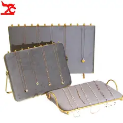 Gray Velvet Jewelry Display Rack Earrings Necklace Small Ornaments Storage Tray Ab Double-Sided Series Hanging Rack Window Props