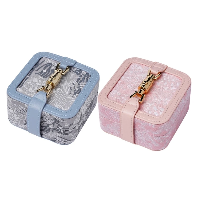 Elegant Travel Friendly Jewelry Organizers Case Embossed Retro Designs Sturdy Interior Padding for Home Organization