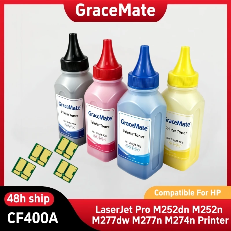 Compatible Toner powder Chip CF400A CF401A CF402A CF403A for HP Color LaserJet Pro M252dn M252n M277dw M277n M274n Printer