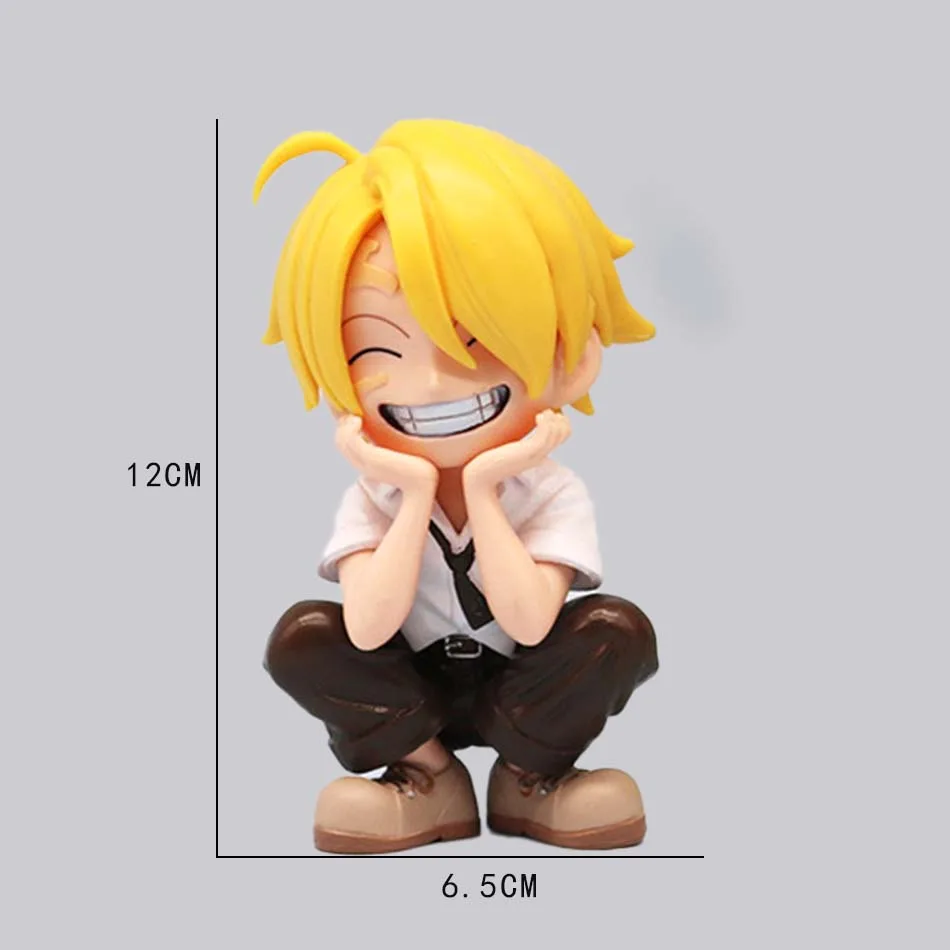 Figurka anime One Piece, popularna, siedząca, śmiejąca się Luffy, figurki akcji, kawaii Sanji Zoro, kolekcja figurek, zabawki, lalka, model na prezent