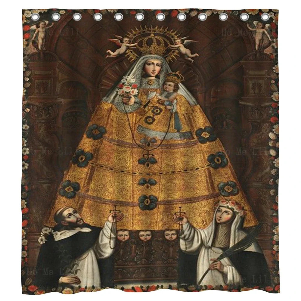 Our Lady Of The Rosary Pomata Virgin And Baby Jesus Religious Images Waterproof Shower Curtain By Ho Me Lili For Bathroom Decor